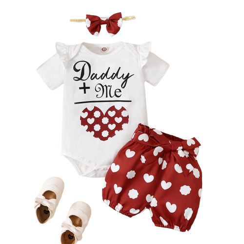 Sweet Heart-printed Summer Baby Girls Clothes