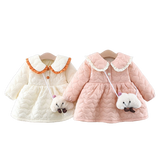 Sweet Winter Baby Girl Dress Set with Lapel Collar and Cotton Fabric