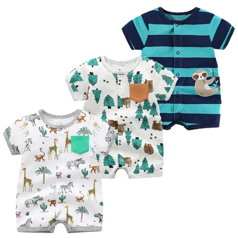 3PCS Newborn Baby Rompers: Summer Cotton Clothing for Infants