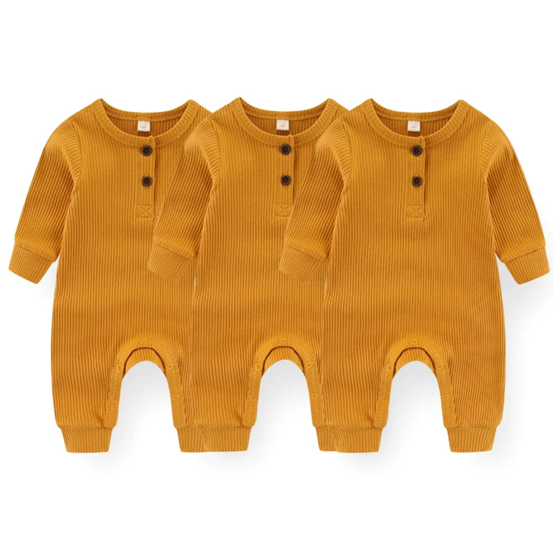 Babbez 3-Piece Spring Baby Romper Set: Comfortable Cotton Overalls for Newborns and Infants