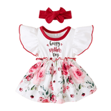 Summer Baby Girl Floral Patchwork Dress with Headband 2PCS Outfit