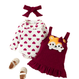 Fox Elephant Costume Baby Girl Outfits Sets Cartoon Cute Romper+Suspender Party Dress Newborn Clothes For Girls
