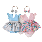 Adorable Easter Baby Girls Romper Dress and Headband Set