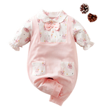 Adorable Floral and Animal Printed Baby Girl Rompers with Bowknot