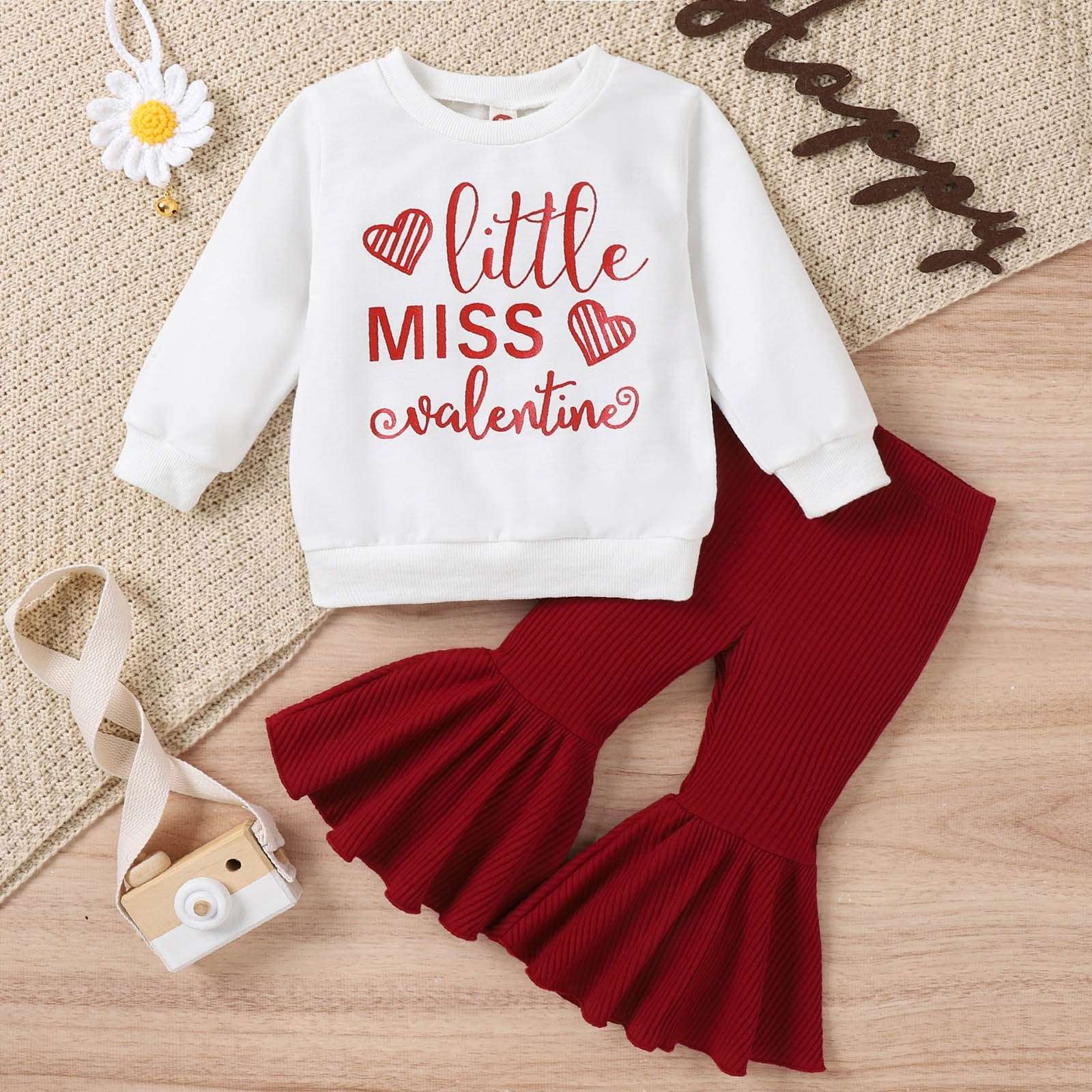 0-3 Years Spring Valentine's Day Toddler Girl Clothes Set