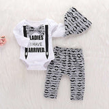 0-2Y 3pcs Newborn Baby Boy Clothes Long Sleeve Hooded Jumpsuit Top & Pants