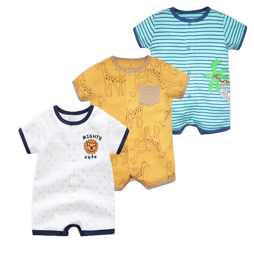 3PCS Newborn Baby Rompers: Summer Cotton Clothing for Infants