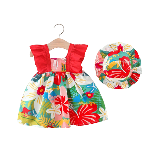 Sweet Flower Baby Girl Dress Set for Summer