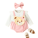 Fox and Elephant Fun: Cute Baby Girl Romper and Suspender Dress Set