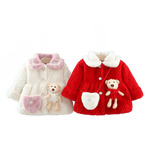 2pcs Winter Baby Girl Christmas Coat Thickened Children's Sweater Jacket Lapel Overalls Toddler Kids Costume