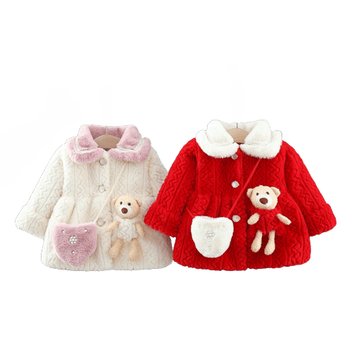 2pcs Winter Baby Girl Christmas Coat Thickened Children's Sweater Jacket Lapel Overalls Toddler Kids Costume