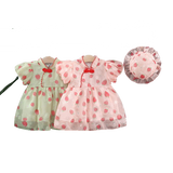 Sweet Puff Sleeve Chiffon Dress Set for Baby Girls