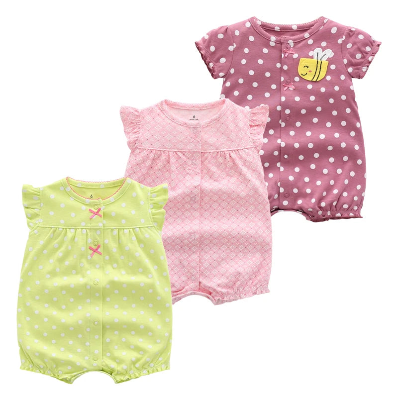 3PCS Newborn Baby Rompers: Summer Cotton Clothing for Infants