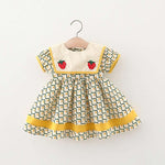 2Pcs/Set Sweet Floral Bow Beach Baby Girl Dress Summer Cool Cotton Toddler Children Clothes Suit + Hat 0 To 3 Years Infant