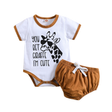 Cute Animal Print Baby Girl 2Pcs Summer Outfit