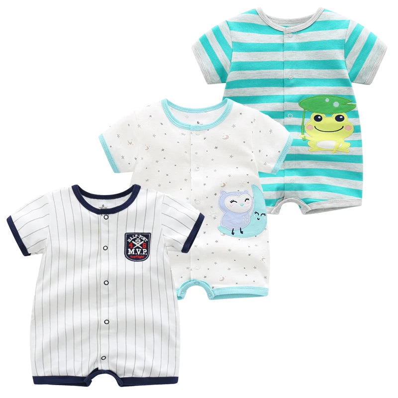 3PCS Newborn Baby Rompers: Summer Cotton Clothing for Infants