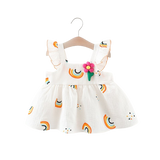 Colorful Rainbow Baby Girl Summer Dress with Cartoon Design - Perfect for Playtime!