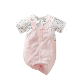 Cartoon Swan Rabbit Baby Jumpsuit for Newborn Girls with Baby Bibs Overalls