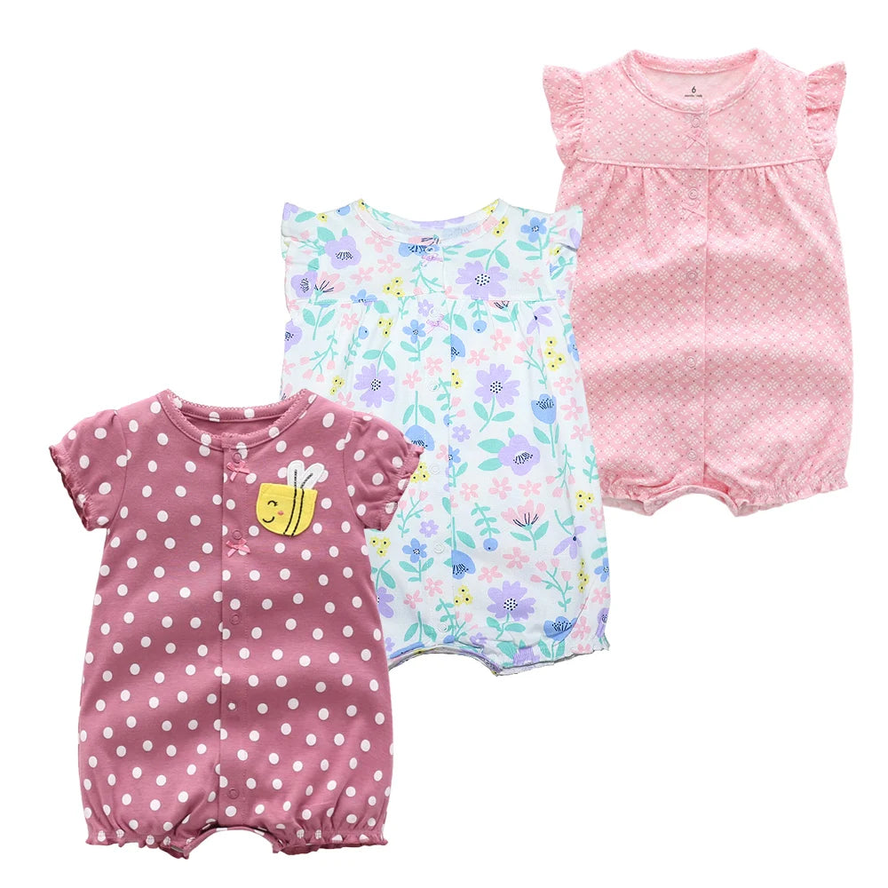 3PCS Newborn Baby Rompers: Summer Cotton Clothing for Infants