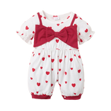Adorable Heart Printed Baby Rompers for Girls