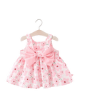 2-Piece Set of Summer Flower Sling Dresses with Bow for Baby Girls