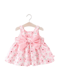2-Piece Set of Summer Flower Sling Dresses with Bow for Baby Girls