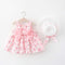 2-Piece Set of Summer Flower Sling Dresses with Bow for Baby Girls