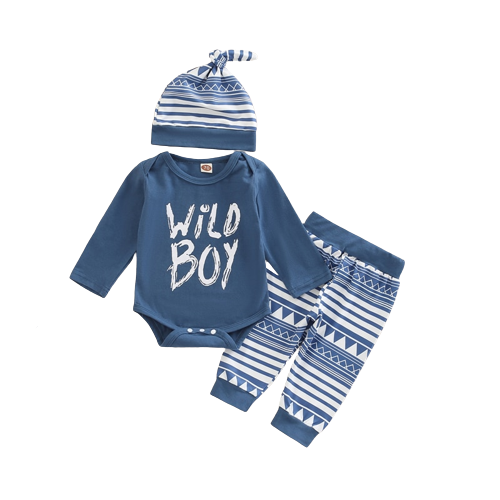 Adorable Newborn Baby Boys Clothes Set with Letter Print and Geometric Pattern