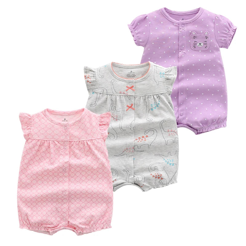 3PCS Newborn Baby Rompers: Summer Cotton Clothing for Infants