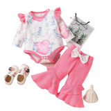 My First Easter" Baby Girl Clothing Set: Rabbit Romper and Layered Floral Bodysuit