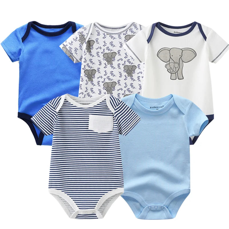 5pcs/lots Newborn Baby Rompers Short Sleeve Cotton Fashion Overalls Infantis Clothes Roupas De Bebe Outfit Kids Clothing