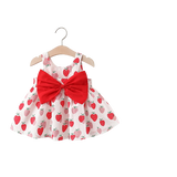 Summer Sweetness - Baby Girl Dress with Strawberry Bow and Hat