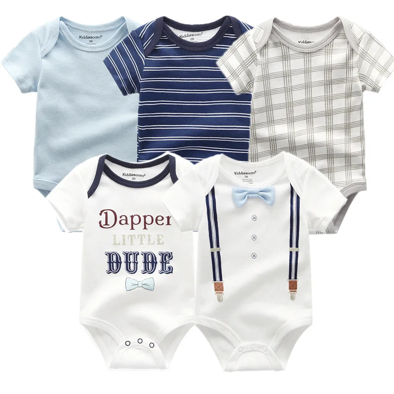 5pcs/lots Newborn Baby Rompers Short Sleeve Cotton Fashion Overalls Infantis Clothes Roupas De Bebe Outfit Kids Clothing