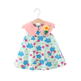 Cute Summer Baby Girl Beach Dresses with Doll Collar and Flowers