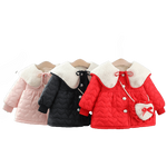2pcs Winter Baby Girls Cotton Coat Fashion Doll Collar Children Clothes Set Overalls Warm Toddler Jacket Kids Costume