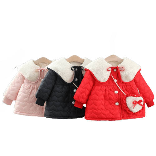 2pcs Winter Baby Girls Cotton Coat Fashion Doll Collar Children Clothes Set Overalls Warm Toddler Jacket Kids Costume