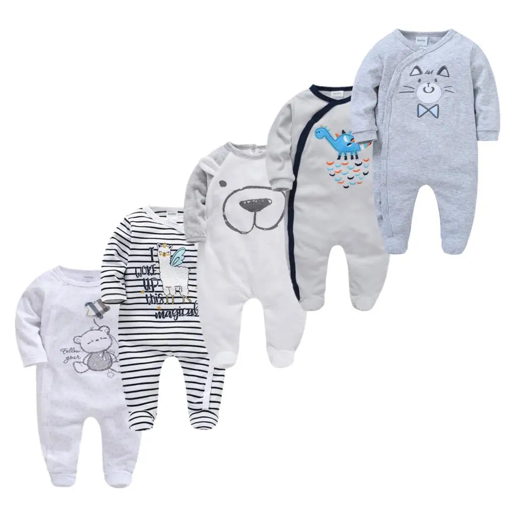 Unisex Newborn Pajamas 3/5Pcs Baby Girl Jumpsuit 2022 Long Sleeves Boys Pyjamas Clothes Body Suit Cartoon 0-12M Infant Outfits