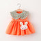 2Pcs/Set Sweet Baby Girl Summer Dresses with Floral Cartoon Print
