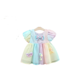 Colorful Bow Mesh Dresses for Baby Girls' Birthday Party