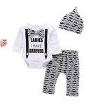 0-2Y 3pcs Newborn Baby Boy Clothes Long Sleeve Hooded Jumpsuit Top & Pants