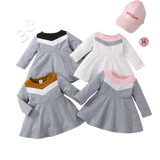 Autumn Baby Girls Cute Dress - Long Sleeve Patchwork A-line - Babbez