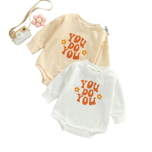 Adorable Autumn Newborn Baby Girls Rompers with Cartoon Letter and Flower Print