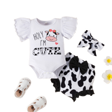 Adorable Summer Baby Girl Outfit Sets with Ruffles Sleeve Printed Bodysuit and Cartoon Lobster PP Pants