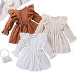 Adorable Baby Girls' A-Line Dress with Ruffles, Flowers, and Lace Cutouts