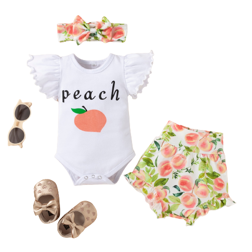 Adorable Summer Baby Girl Outfit Sets with Printed Bodysuit and Cartoon Lobster PP Pants