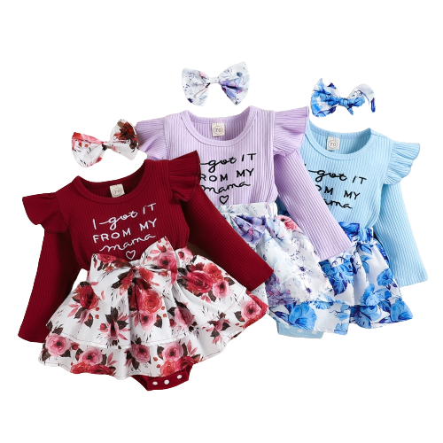 Charming Romper Dress and Headband Set for Newborn Baby Girls