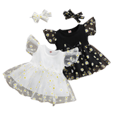 Summer Princess Baby Girls Tutu Dress with Ruffles, Fly Sleeve, and Sunflowers Print