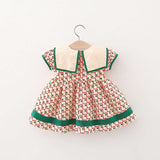 2Pcs/Set Sweet Floral Bow Beach Baby Girl Dress Summer Cool Cotton Toddler Children Clothes Suit + Hat 0 To 3 Years Infant