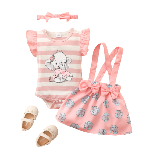 Adorable Fox and Elephant Costume Baby Girl Outfit Set