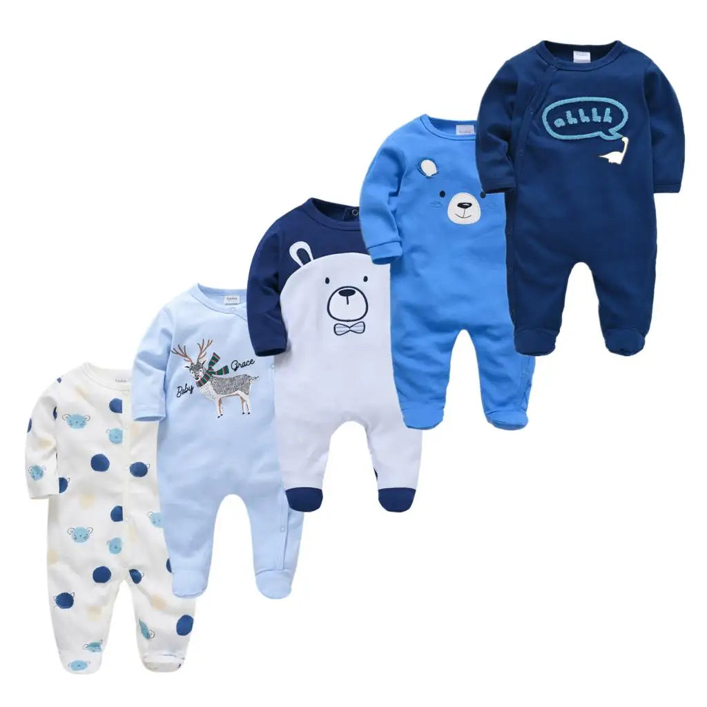 Unisex Newborn Pajamas 3/5Pcs Baby Girl Jumpsuit 2022 Long Sleeves Boys Pyjamas Clothes Body Suit Cartoon 0-12M Infant Outfits